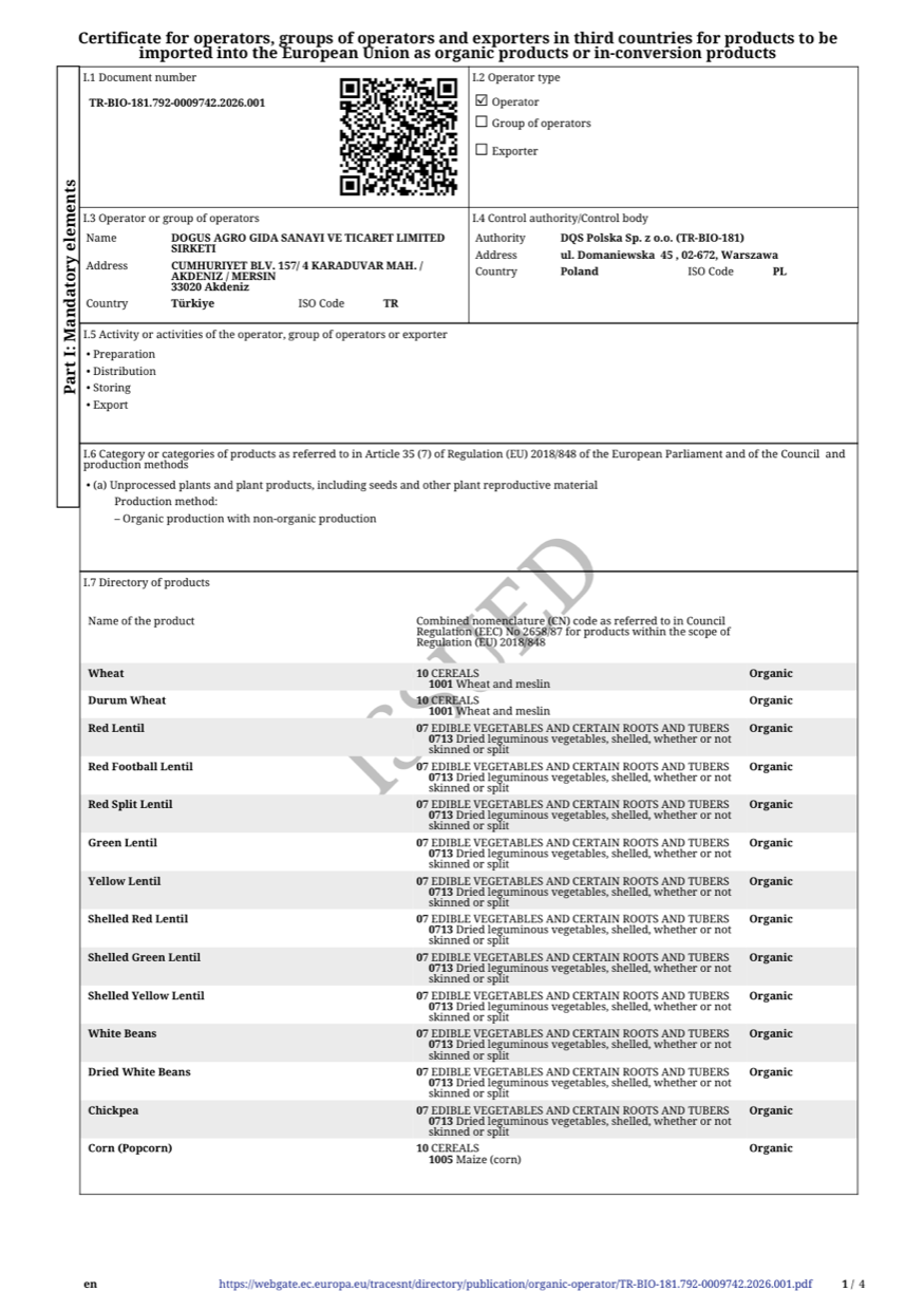 AB Organik Üretim Sertifikası — (AB) 2018/848