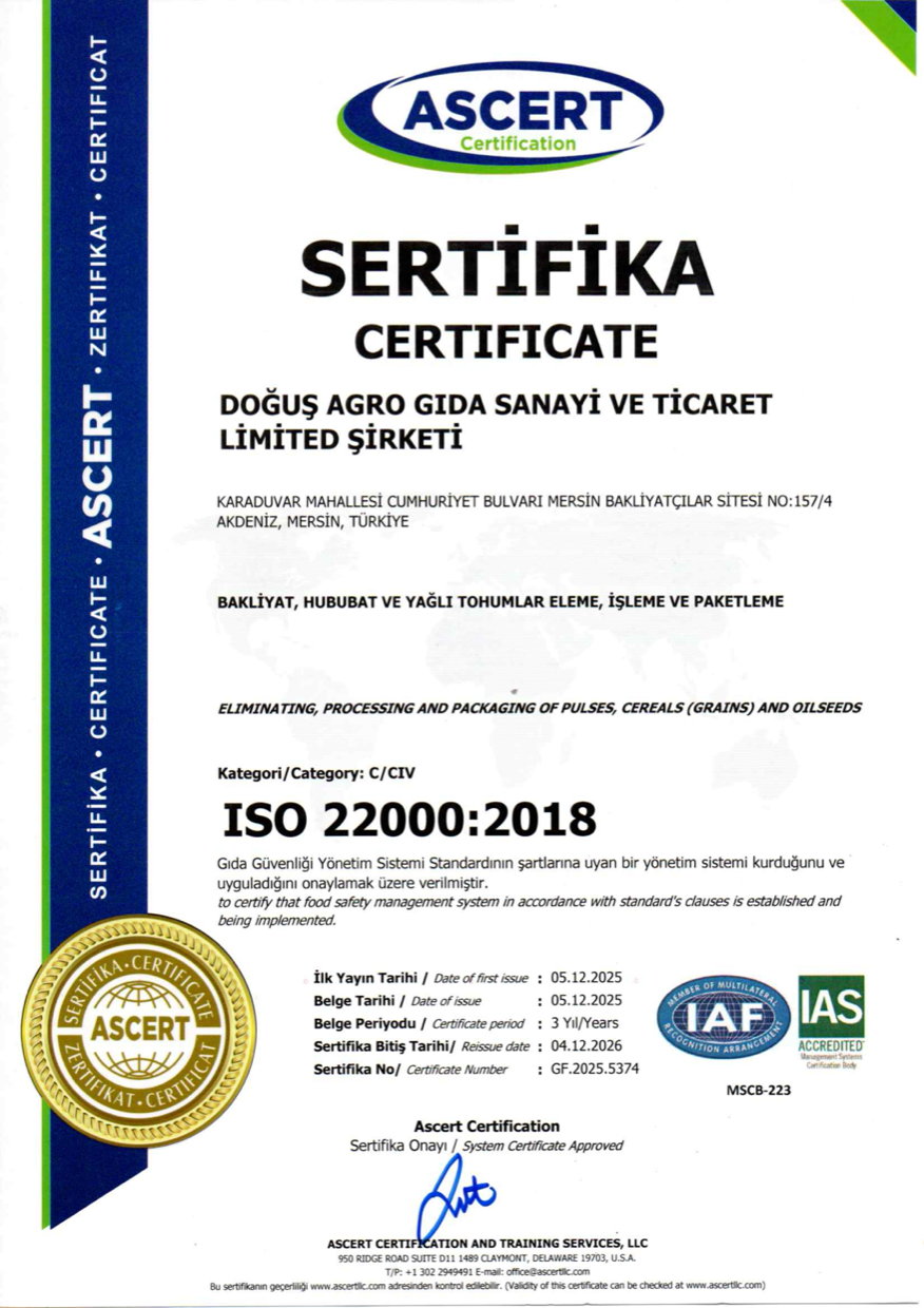 ISO 22000:2018 Gıda Güvenliği Yönetim Sistemi